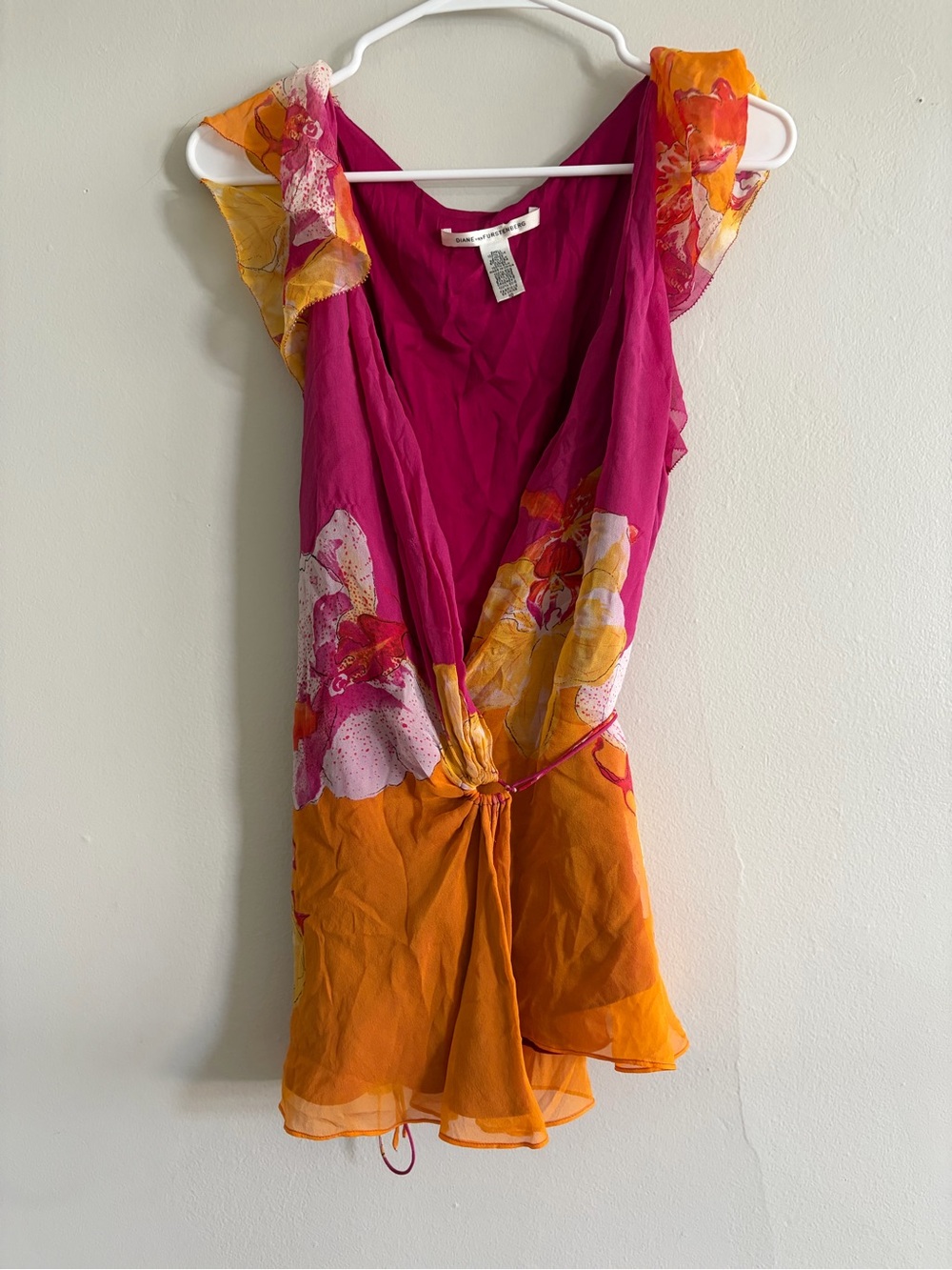 Diane von Furstenberg Fuchsia Silk Wrap Blouse